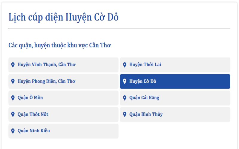 Lịch cúp điện Huyện Cờ Đỏ  ngày mai